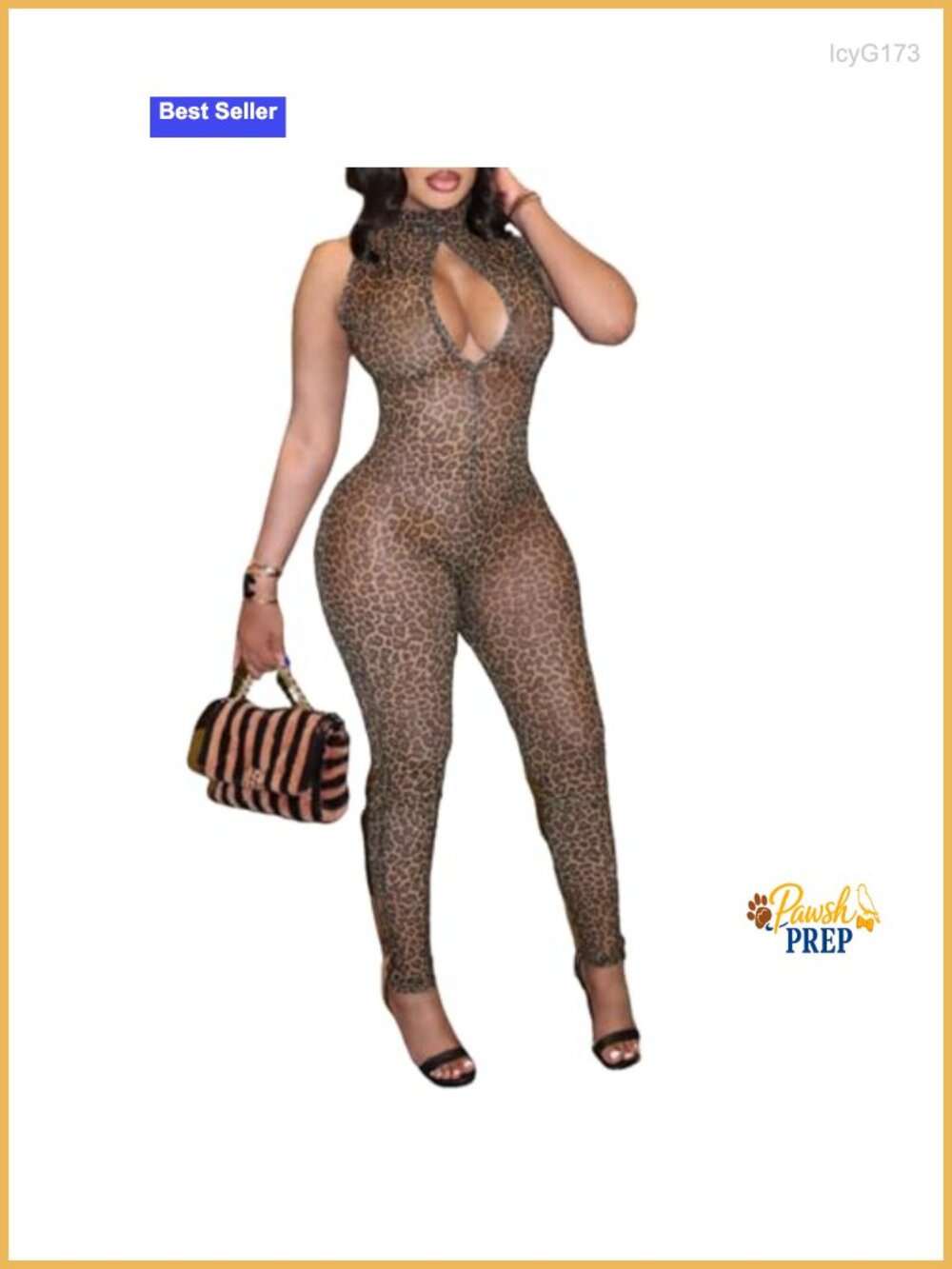 Women's Sheer Mesh Animal Print Sleeveless Jumpsuit Romper Y2K Bodycon Clubwear